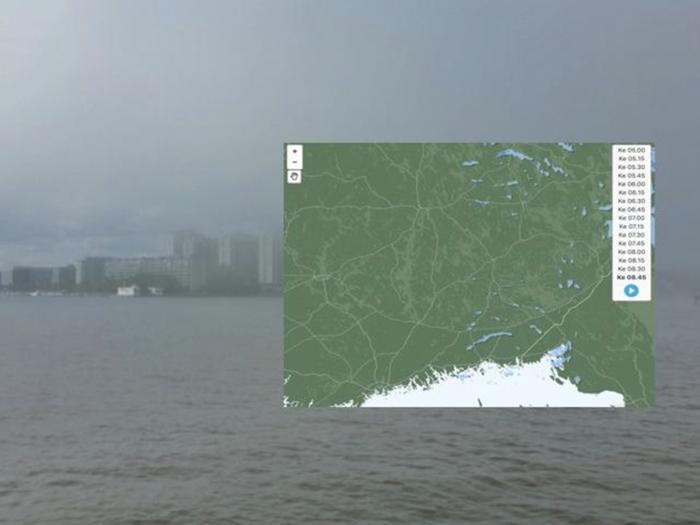 Sadetutka ei välttämättä havaitse hyvin matalasta sumupilvestä satavaa tihkusadetta. Kuva: Foreca