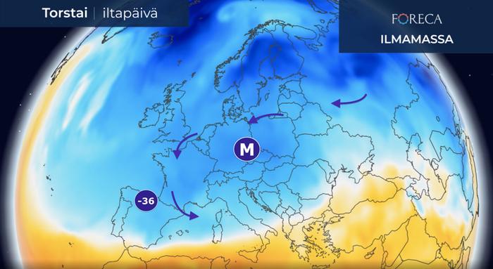 Espanjassa mitattiin torstaiyönä kaikkien aikojen uusi kylmyysennätys, –35,6 astetta.