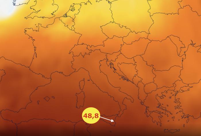 Italian Syrakusassa on alustavien tietojen mukaan mitattu 48,8 astetta. Se on sekä Italian että Euroopan uusi lämpöennätys.