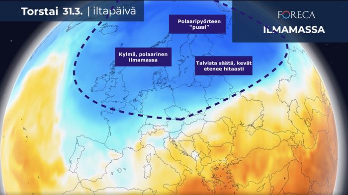 Polaaripyörteen hajoamisen jälkeen se voi jakaantua useammaksi pienemmäksi kylmän ilman 