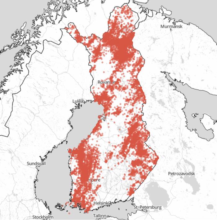 Salamointi on painottunut heinäkuun alussa maan länsi-, itä-, ja pohjoisosaan.