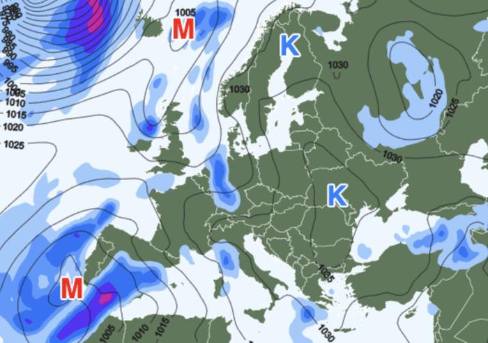 Ilmanpaine-ennuste Eurooppaan maanantaiaamulle 14.3.2022 Ilmanpaine-ennuste Eurooppaan maanantaiaamulle 14.3.2022