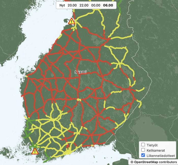 Ajokeli maanantaiaamuna 28.3.2022.