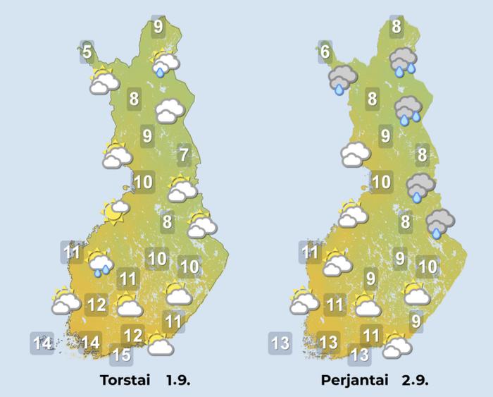 Syyskuun ensimmäiset päivät kuluvat koleassa säässä.