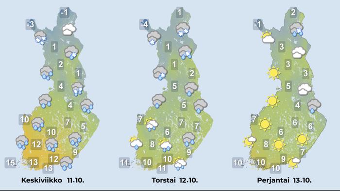 Sääennuste 11.–13.10.2023.