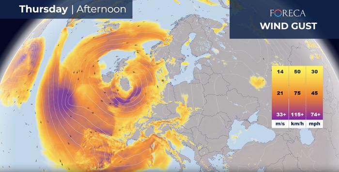 Tuulenpuuskat Ciarán-myrskyssä