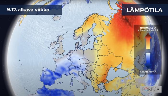 Länsi-Eurooppaan odotetaan selvästi tavanomaista kylmempää viikkoa.