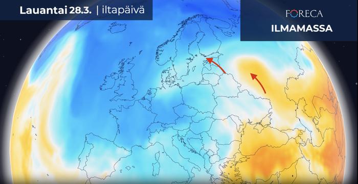Kaakosta pyrkii maaliskuun lopussa hyvin lämmintä ilmaa kohti Suomea. Ennusteeseen liittyy vielä epävarmuutta, kuinka pohjoiseen lämpö pääsee.