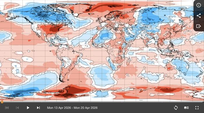 Lämpötilapoikkeamat 13.4. alkavalla viikolla