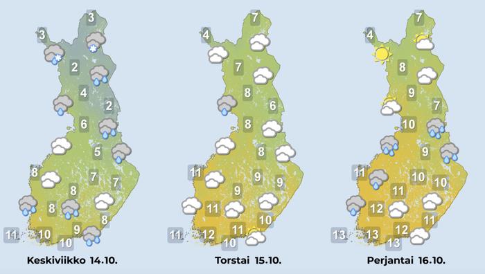 Loppuviikko näyttää hyvin leudolta. Lämpötila kohoaa ajoittain 10 asteen vaiheille pohjoisessakin.