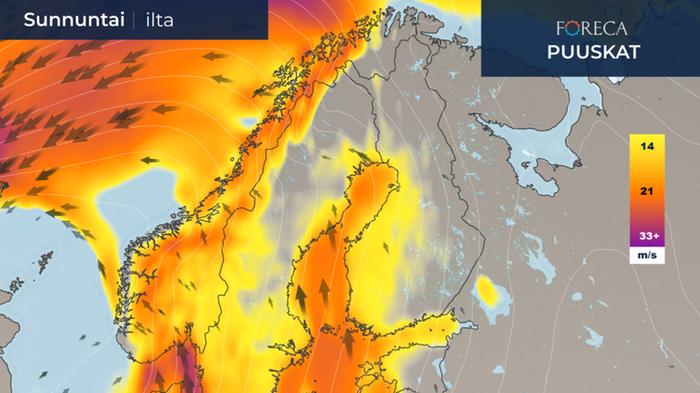 Tuuli voimistuu sunnuntaina maan länsiosassa sekä Perämeren ympäristössä.