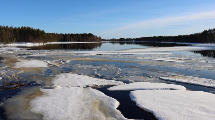 Jäät sulavat Oulujoella.