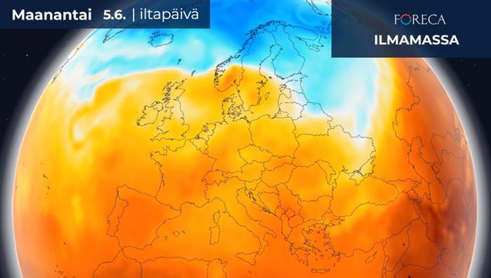 Suomessa sää on koleaa, vaikka lähes koko muussa Euroopassa ilmamassa on lämmintä.