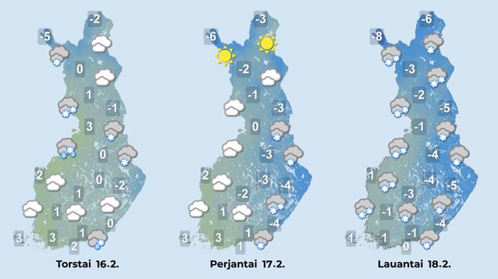 Ennuste iltapäiville 16.–18.2.2023.