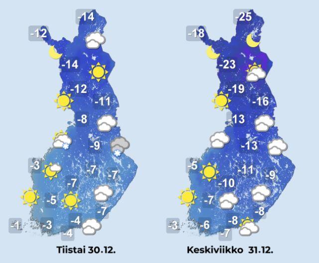 Ennuste tiistaille ja keskiviikolle Ennuste tiistaille ja keskiviikolle.