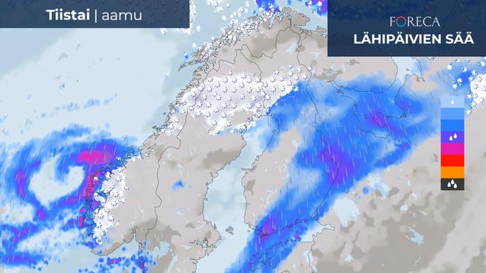 Sadealueet tiistaiaamuna 26.11.2024 Sadealueet tiistaiaamuna 26.11.2024.