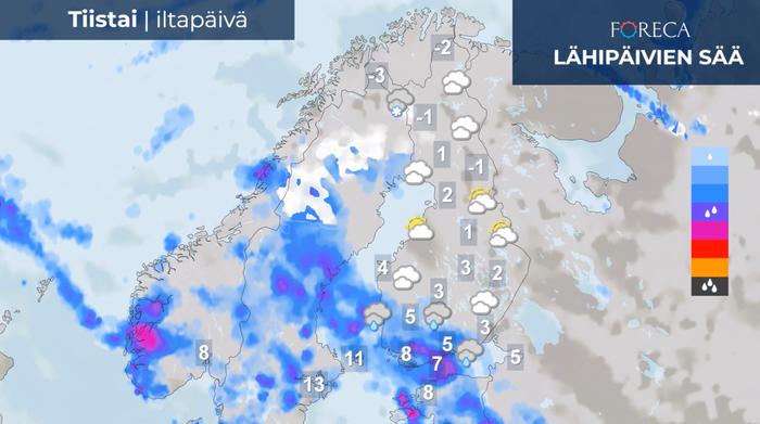 Ennuste tiistaille 25.10.2022