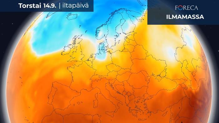 Ilmamassaennuste torstaille 14.9.2023.
