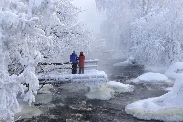 Pakkasta Tammikuisia pakkasia Laukaassa.
