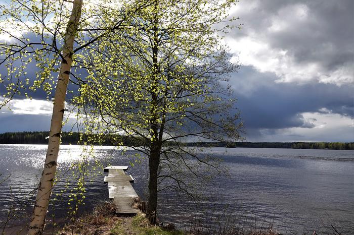 Tummat pilvet varjostavat Mäntyharjua.