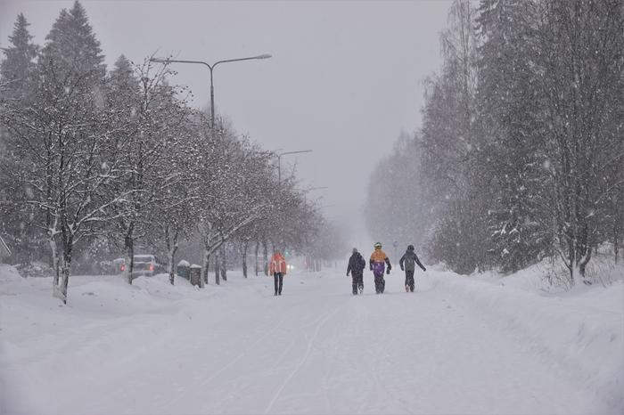 Lumisadetta Jyväskylässä.
