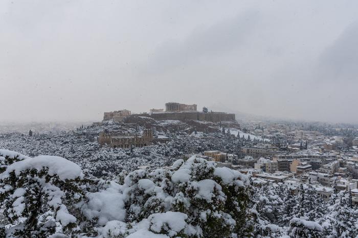 Lunta Ateenassa Kreikassa.
