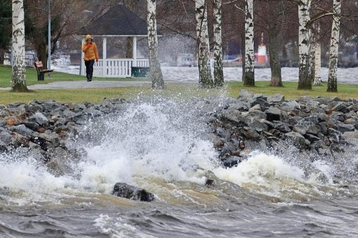 Näsijärven rannalla oli tuulinen ulkoilusää.