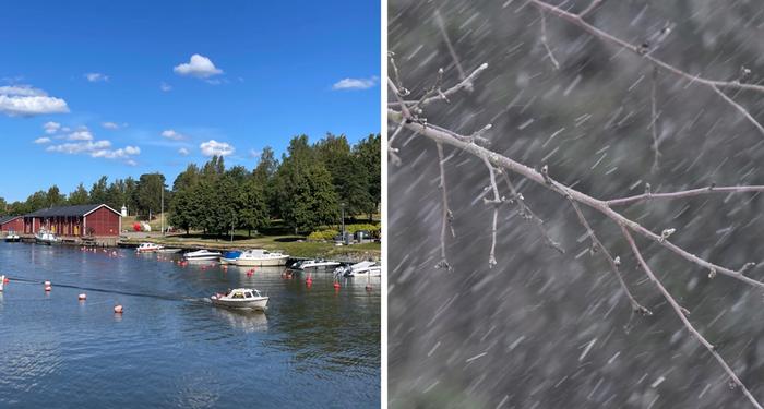 Aurinkoa ja räntäsateita.