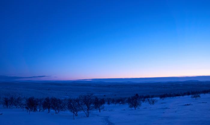 Lunta ja 20 astetta pakkasta Karigasniemellä Utsjoella.