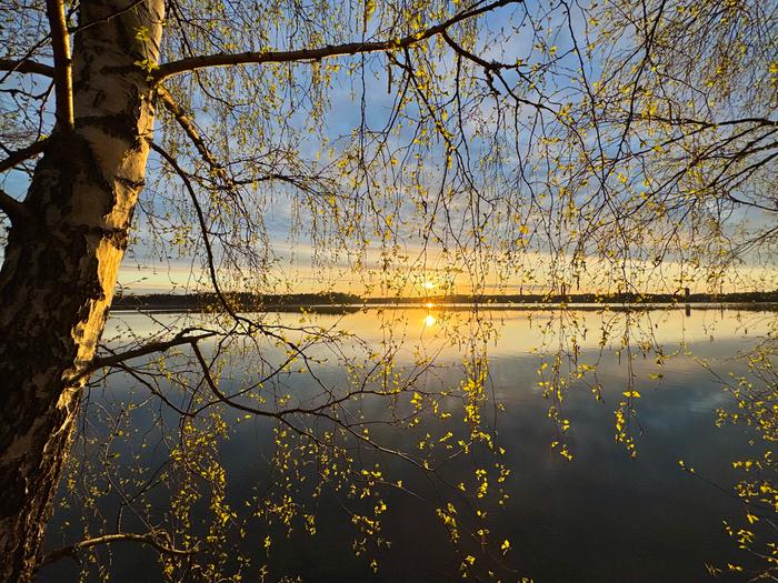 Kaunis kevätaamu Littoistenjärvellä.