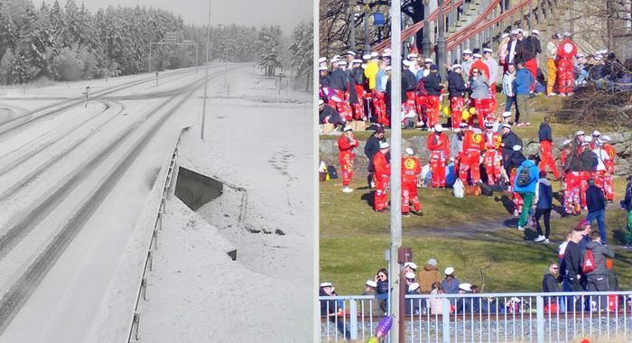 Lumisateita ja aurinkoa.