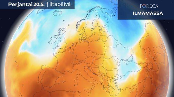 Lämmin ilmamassa kurottaa viikonlopun lähestyessä kohti Suomea.