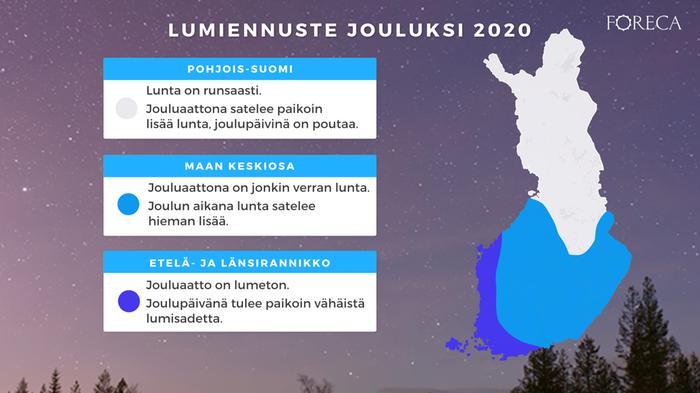 Lumiennuste jouluksi 2020.