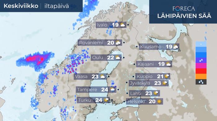 Ennuste 19.8.2020 Ennuste keskiviikolle 19.8.2020.