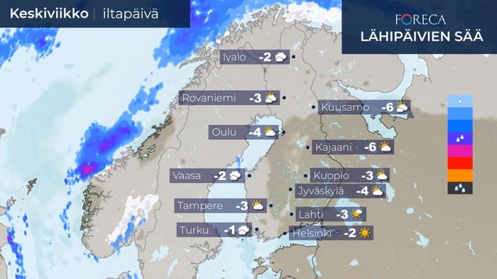 Sää keskiviikkona 9.12.2020 Keskiviikkona on edelleen laajalti heikkoa pakkasta.