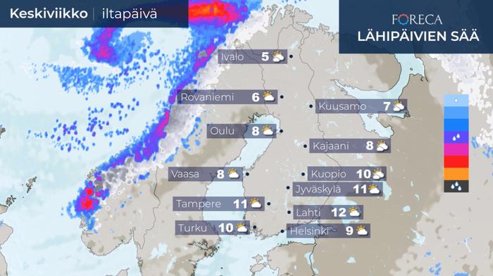 Ennuste keskiviikolle 8. huhtikuuta 2020.