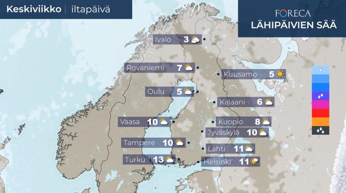 Ennuste keskiviikolle 22.4.2020.