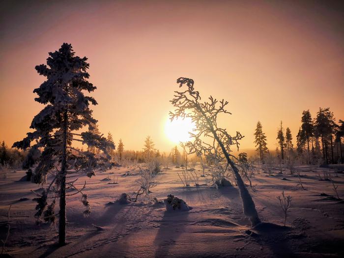 Valoisa talvipäivä Kylmimmät hetket ovat talvella selkeän ja heikkotuulisen sään aikaan.