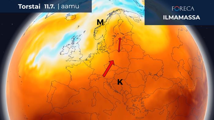 Itä-Euroopan lämpöä Keski-Euroopan itäosaan asti leviää lämmintä ilmaa, ja häivähdys lämmöstä yltää myös Suomeen.