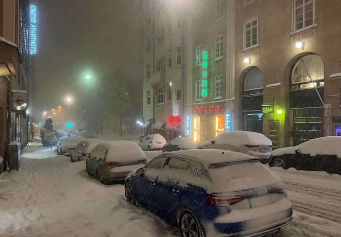 Helsingissä pyrytti lunta 12. joulukuuta 2022.