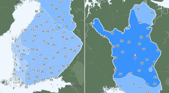 Lumitilanne Suomessa 28.1.2026 Lumikartta 28.1.2026.