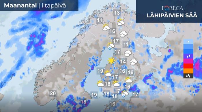 Ennuste maanantaille 20.6.2022.