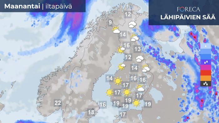 Sääennuste maanantaille 6.5.2022 Sääennuste maanantaille 6.5.2022.