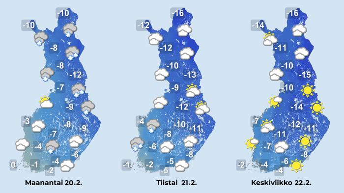 Ennuste iltapäiville 20.–22.2.2023.
