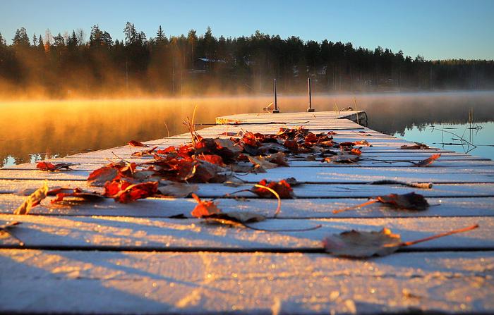 Lokakuinen pakkasaamu Virroilla.
