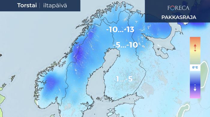 Pakkasraja torstaina 28.1.2021