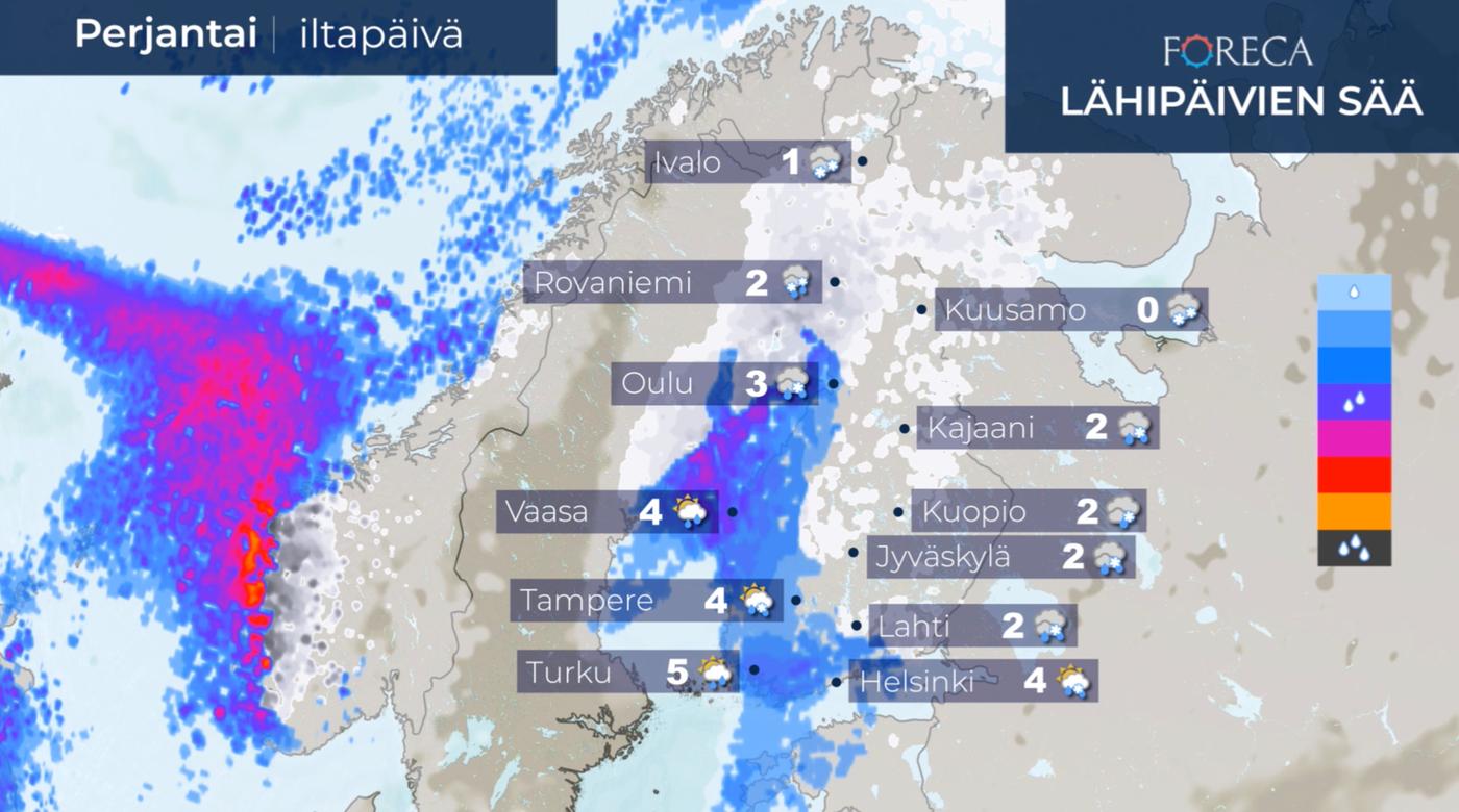 Säätila perjantaina 21.2.2020.