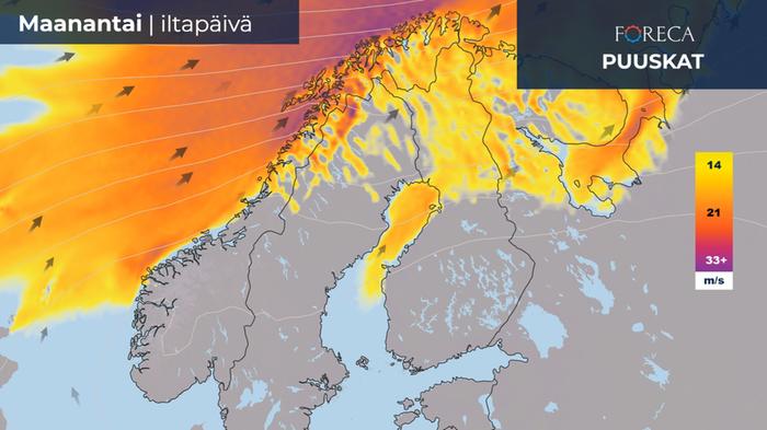 Tuuliennuste maanantaille Tuuli on maanantaina pohjoisessa voimakasta. Kovia puuskia esiintyy Lapissa ja Koillismaalla.