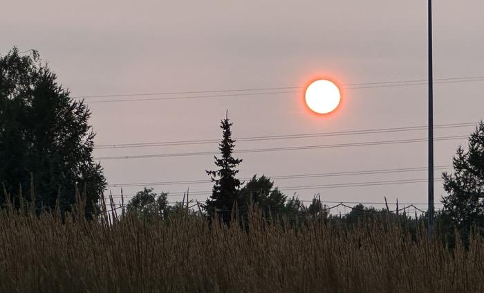 Saharan hiekkapöly värjäsi laskevan auringon tavanomaista punaisemmaksi.