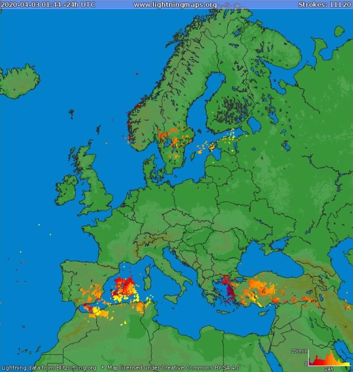 Euroopan salamaniskut viimeisen vuorokauden aikana.